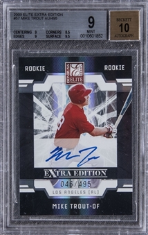 2009 Elite Extra Edition #57 Mike Trout Signed Rookie Card (#46/495) - BGS MINT 9/BGS 10